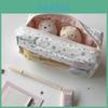 Simple Floral Star Pattern Pencil Case With Large Capacity For Students And Girls