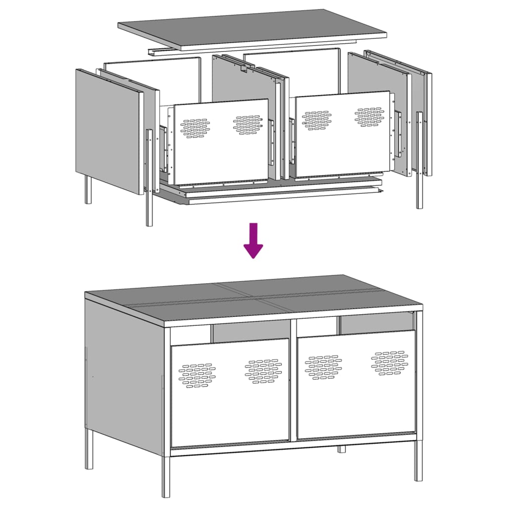 TV Stand Mustard Yellow 68 X 50 X 43.5 Cm Cold Rolled Steel