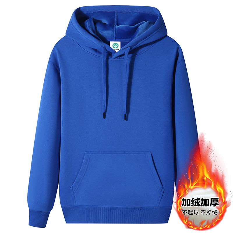 Huvtröja i ren bomull för män, höst vinter, ny sammet, förtjockad, varm topp, vardaglig