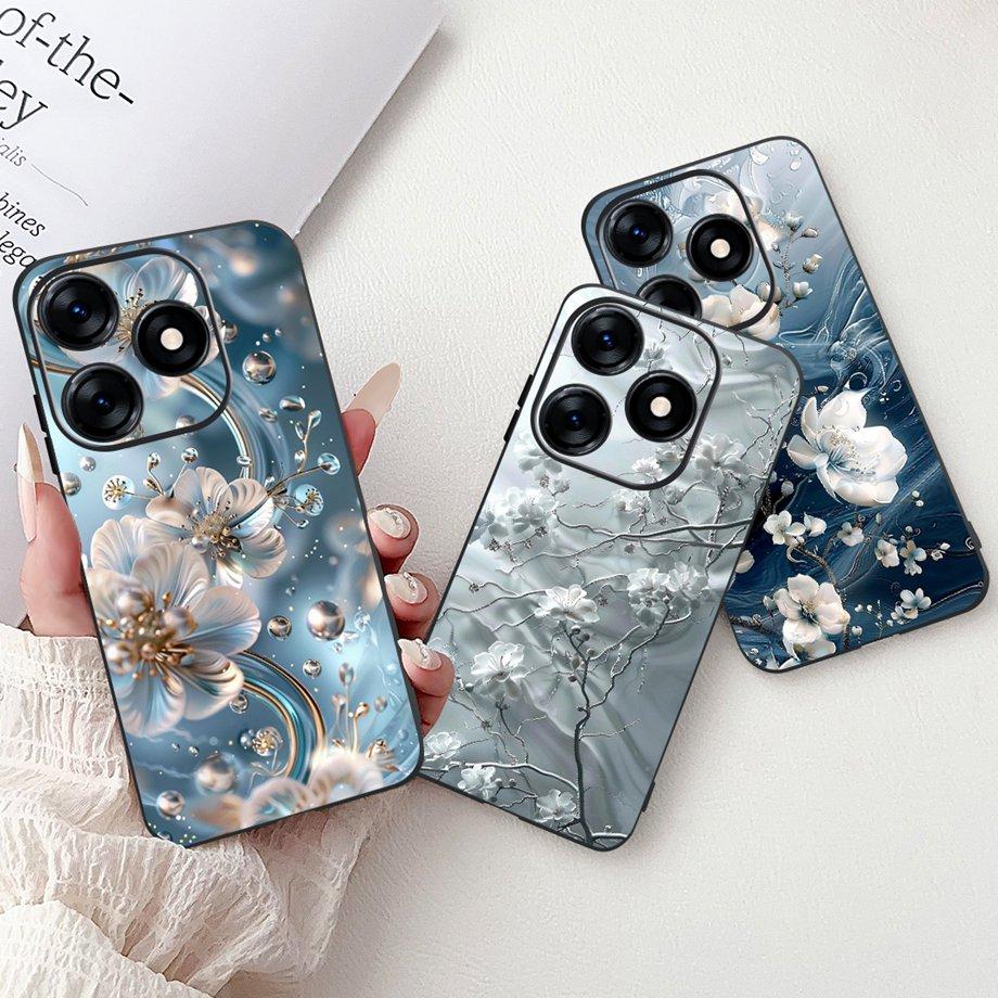 Luxury Matte Silicone Soft Case For Tecno Spark 10c 10 Pro Spark10 4G 5G KI5k KI5q KI7 KI8 Capa Flower Loving Heart Bowknot Etui