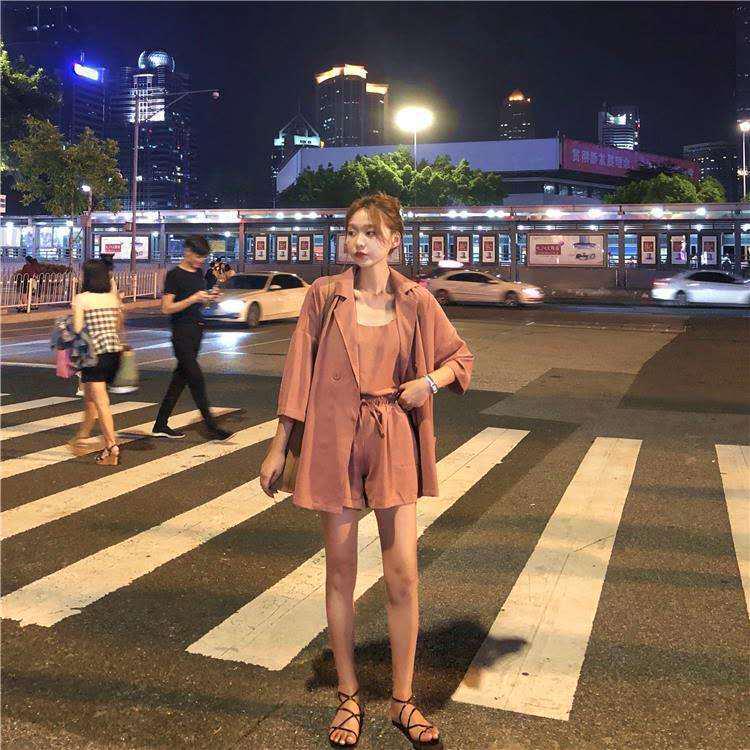 2026 Women's Korean Style 3-Piece Summer Set: Loose Camisole, Shorts & Jacket