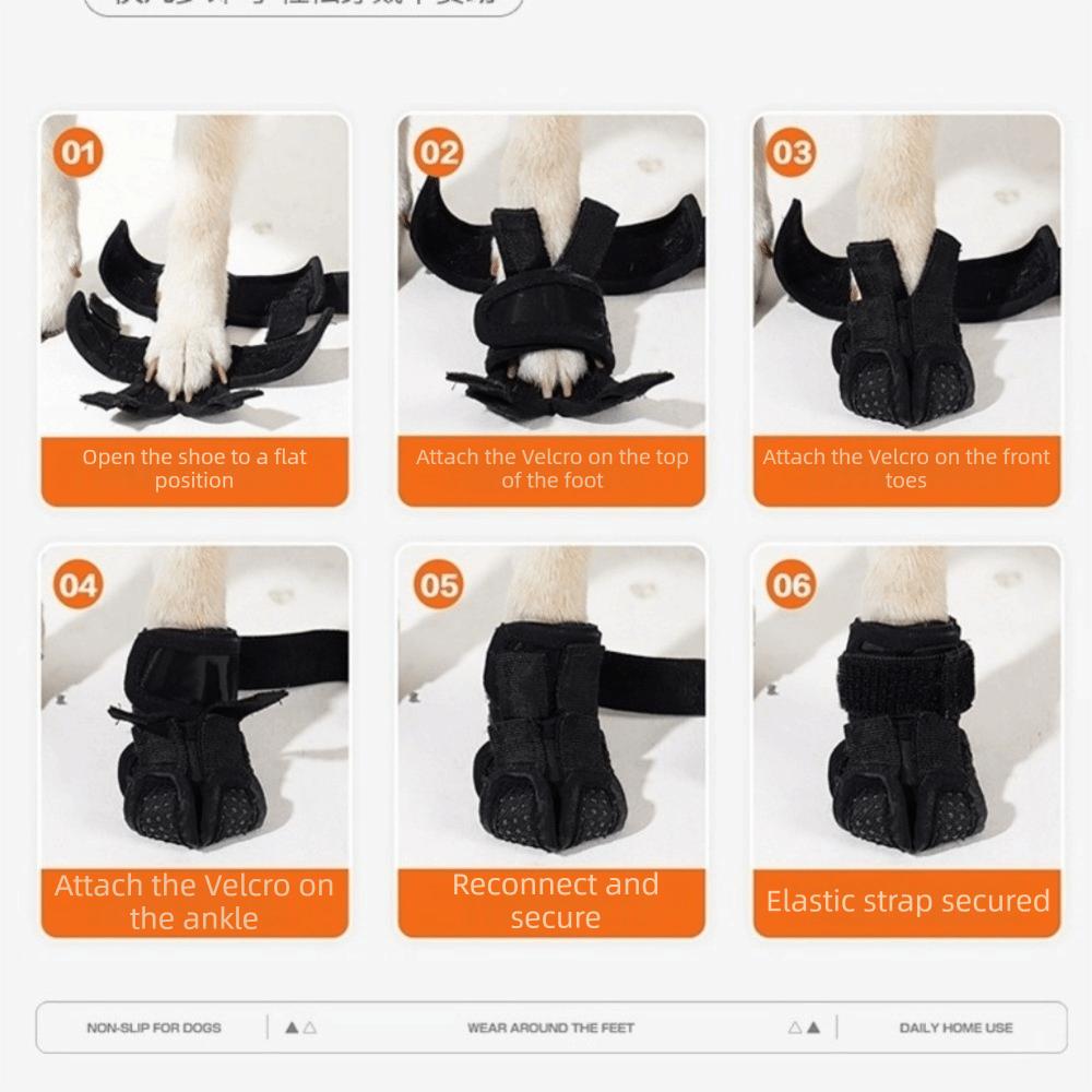 4pcs/set Adjustable Dog Anti-Slip Shoes Comfortable Wear-Resistant Paw Protectors Breathable Self Adhesive Pet Foot Covers