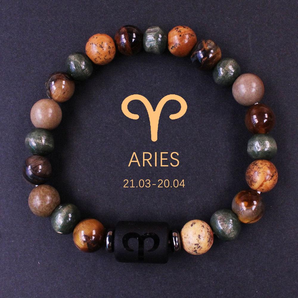 1PC Cosmic Planet Beaded Twelve Constellation Bracelet, Black Stone Twelve Constellation Beaded Bracelet