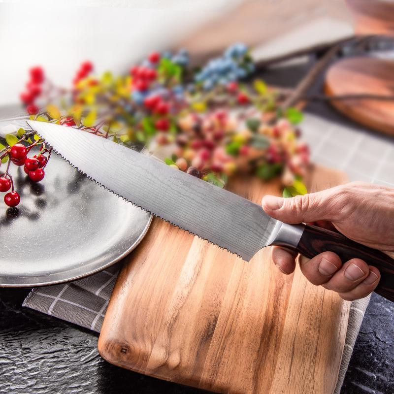Stainless Steel Chef Knife Meat Cleaver Kitchen Knives Cooking Tools Serrated Frozen Meat Knife
