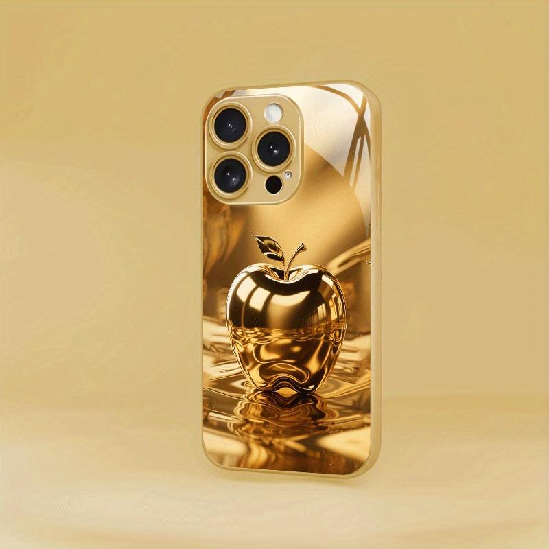 Luxury Crystal For Apple Pattern Metallic Paint Glass Phone Case For iPhone 11 12 13 14 15 16 17 Pro Max 15 Plus 17Air 16E Cover