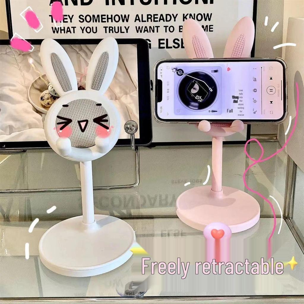 Creative Dorm Desk Retractable Long-Eared Rabbit Phone Holder for Live Streaming