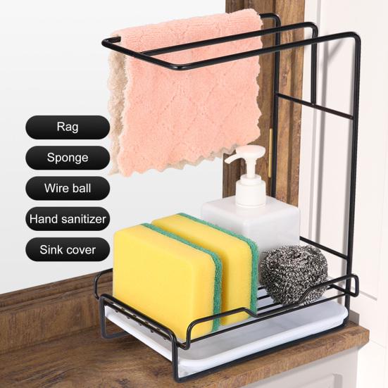 Yousheng Kjøkkenoppbevaringsstativ Veggmontert Design Plassbesparende Installasjon Uten Hullboring Svampholder Håndkleholder Hjem Restaurant Organizer