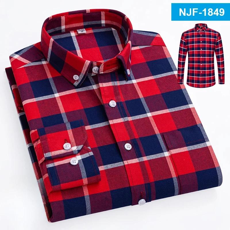 100% Cotton Oxford Long-sleeve Shirts for Men Slim Fit Formal Plain Shirt Soft Casual Plaid Designer White Striped Black Clothes