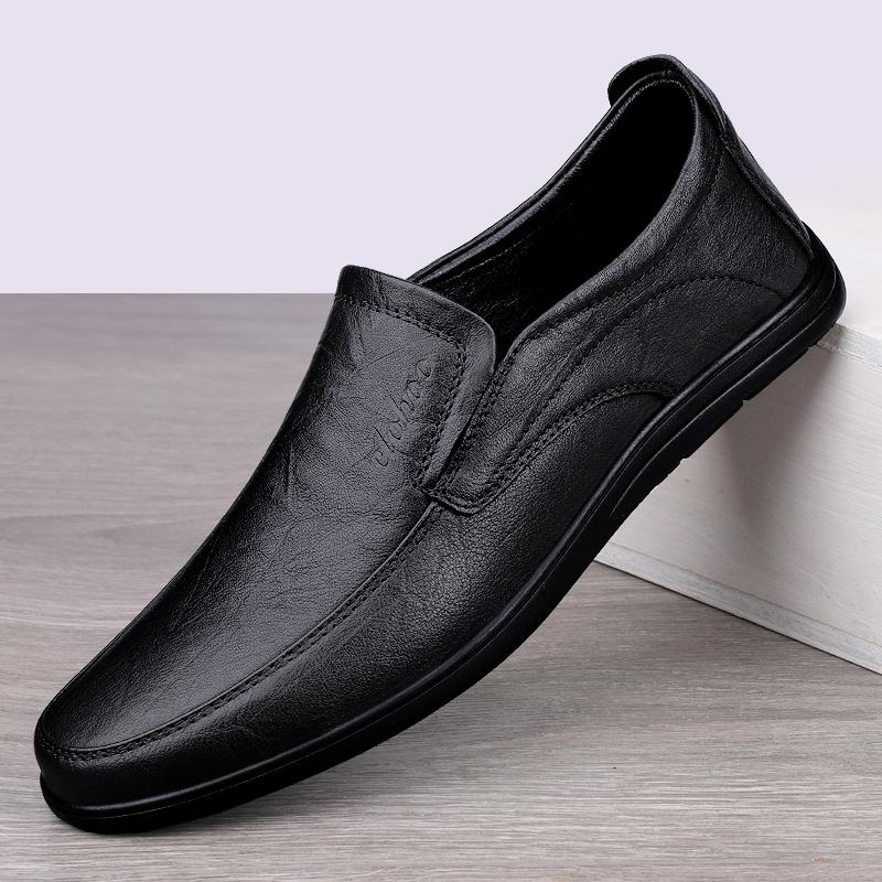 

Soft-soled leather shoes men s velvet warm black business dress Doudou shoes winter men s casual shoes men s shoes 44