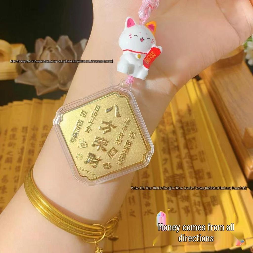 999 Pure Gold Wealth Cell Phone Charm & Handbag Pendant for Abundant Prosperity