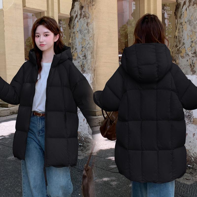 2025 winter new cotton-padded clothes cotton-padded clothes hooded medium and long styles versatile fashion foreign style women