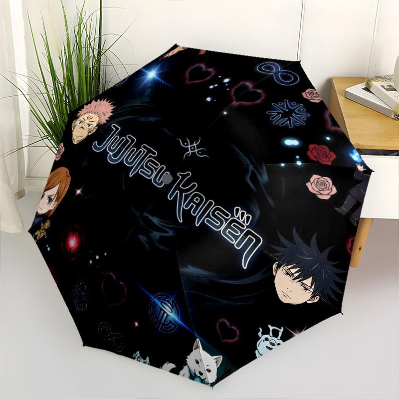 1 PC Automatic Folding Umbrella - Jujutsu Kaisen Pattern Portable Foldable Design With 8 Ribs Christmas Birthday Gifts