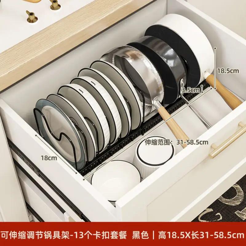 Raft Organizator Extensibil de Bucătărie Suport de Depozitare pentru Blat Spațiu de Depozitare în Dulap Organizator pentru Oale și Tigăi pentru Dulap