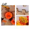 Artificial Autumn Flowers for Wall Wooden Pumpkin Halloween Door Sign with LED Lights Floral Hanging Warm Fall Lighted Wreaths Ornament Window