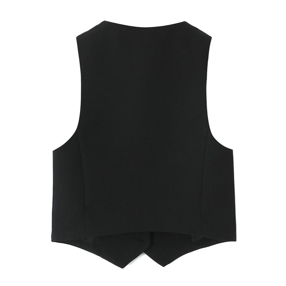 2025 Spring Women's Slim V-Neck Vest & High-Waisted Straight-Leg Pants Set