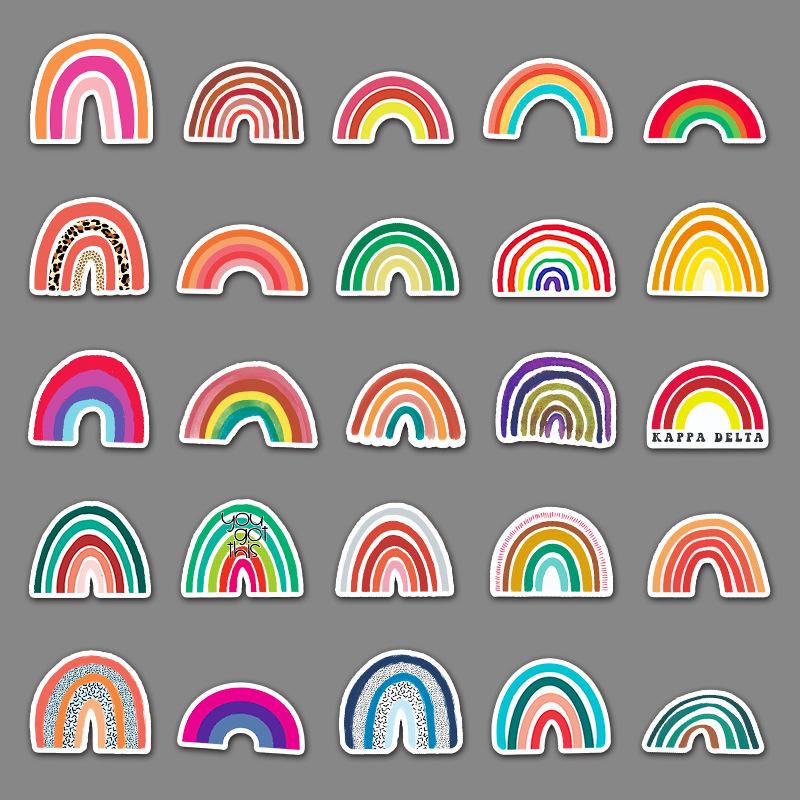 50 Cartoon Rainbow Bridge Personality Ins Style Small and Fresh DIY Suitcase Scooter Refrigerator Car Creative Stickers