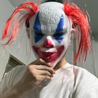 1 ks Halloween Hrůza s maskou s dvojitým copem Plná tvář Zábavná Teroristická Dekorace Maska ducha Cosplay Klaun Kostým Párty Rekvizity