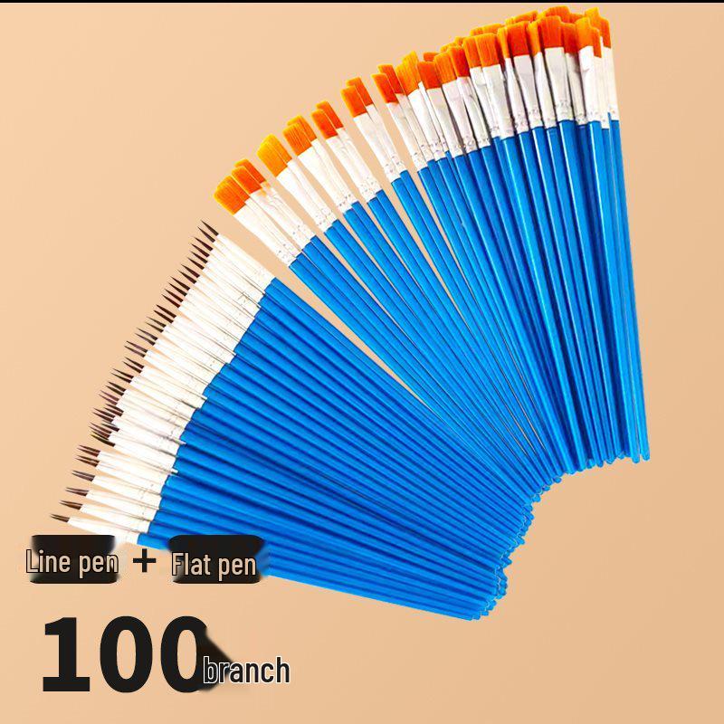 Flat Nylon Brush Set: Oil, Watercolor, Gouache, Acrylic - Ideal for Art, Painting, and Outlining.