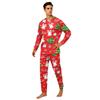 Matching Family Christmas Print Pajama Set with Long Sleeve Neck Top and Pants for Parents and Kids