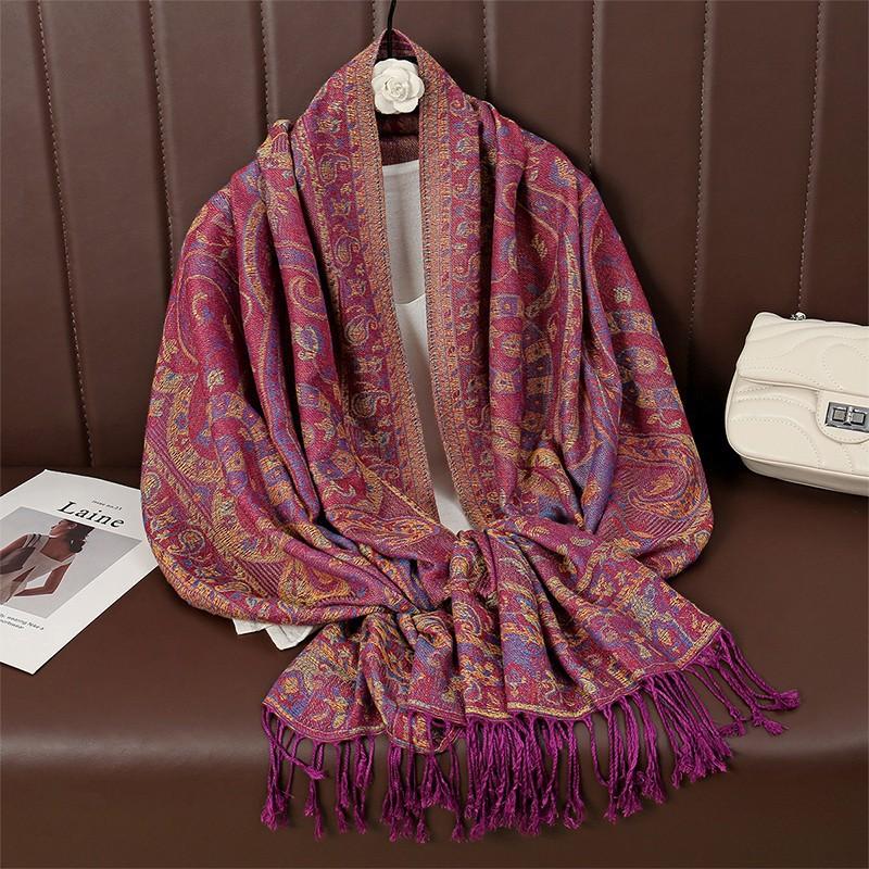 

Классический этнический стиль шарф пейсли жаккардовая шаль бахрома длинный шарф женский осенне-зимний жаккардовый шарф для выхода элегантная шаль 70*190