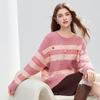 Betu Women's Striped Drop-Shoulder Sweater with Colorful Buttons