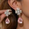 Silver Needle Rhinestone Resin Flower Drop Earrings – Light Luxury Petal Studs