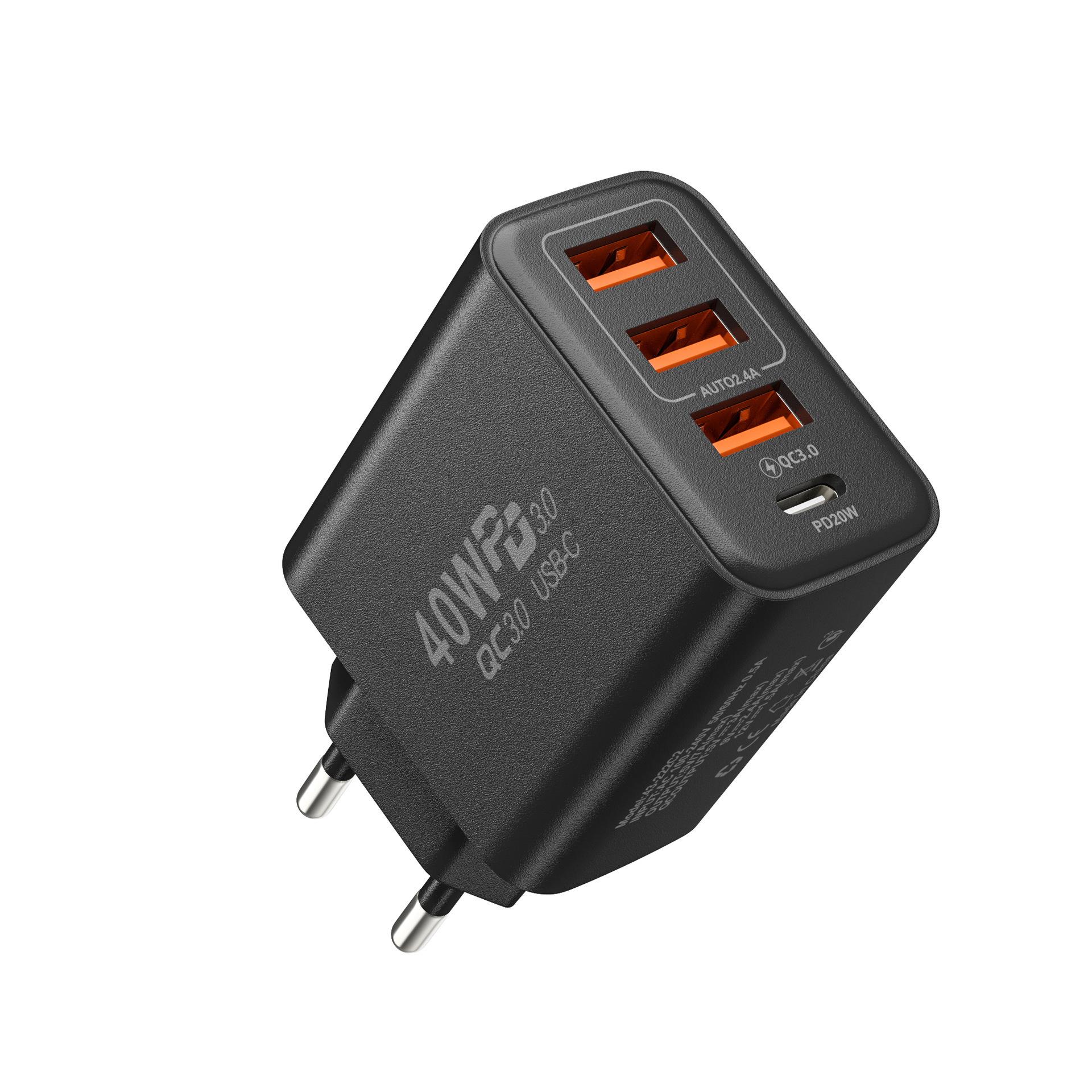 

3USB Многопортовое зарядное устройство 1PD Головка для быстрой зарядки мобильного телефона Адаптер питания Настенное зарядное устройство Настенного типа Европейские и американские стандарты