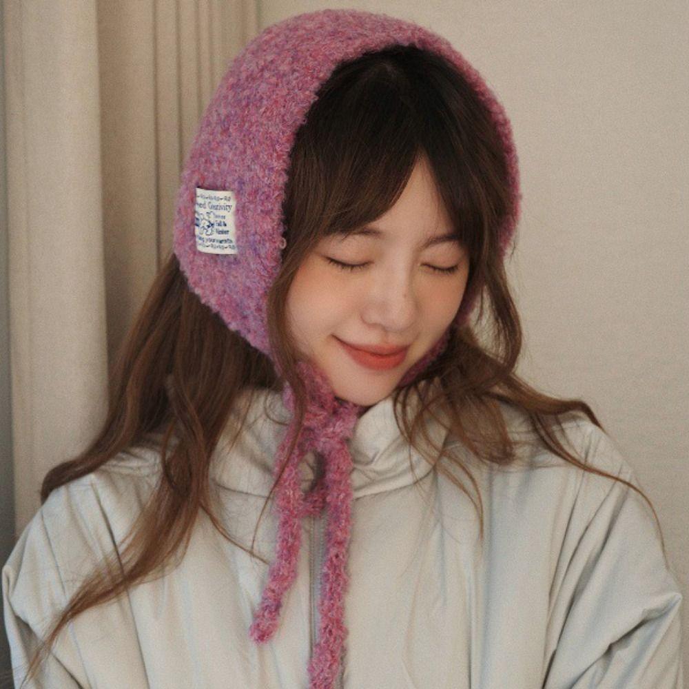 Korean Style Knitted Ear Covers Solid Color Warm Earlaps Wool Strappy Earmuffs Casual Wear
