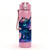 1PC Purple Blue Fantasy Dragon Art 750ml Color Plastic Sports Water Bottle Leakproof Flip Straw Lid Suitable for Sports Office Home Use