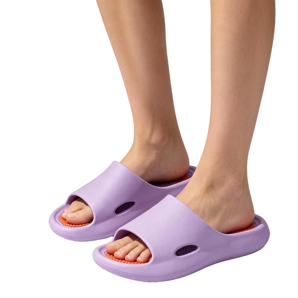 Women's Quick-Dry Shower Slippers with Drainage Holes, Non- and Foot Massage Bed, Comfortable Bath Sandals