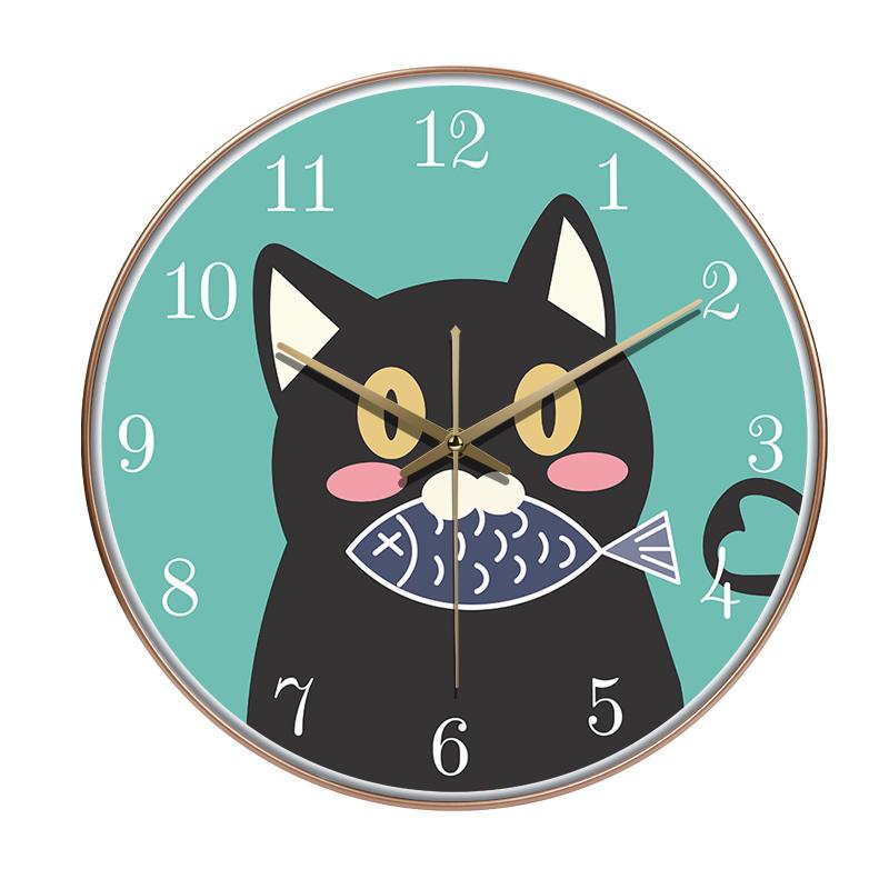 Cartoon Quartz Wall Clock Cute Animals Hanging Wall Clock Living Room Children's Room Kindergarten Decoration Loudspeaker Mute