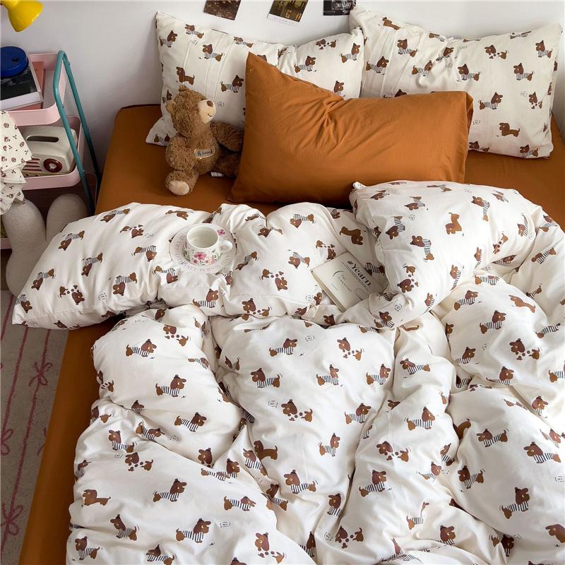 Set de lenjerie de pat 100% bumbac nor ultra-moale prietenos cu pielea set de 4 piese husă de plapumă respirabil clasa A textile de casă