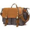 Vintage Leather Canvas Women's Men's Messenger Bag - Crossbody Shoulder Sling Casual Bag