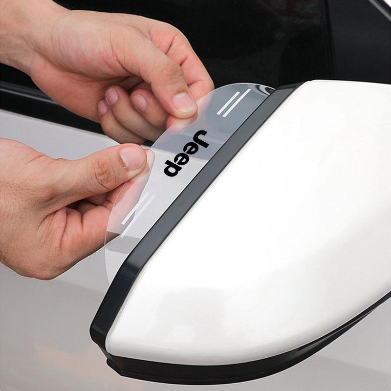 2Pcs Car Rear View Mirror Sticker Rain Eyebrow Auto Side Mirror RainProof Cover For Jeep Renegade Wrangler JK JL Grand Cherokee Compass Patriot etc