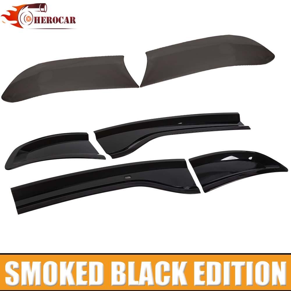 Front Head Light & Rear Tail Lamp Covers Kit For Dodge Charger 15+ Smoked Black