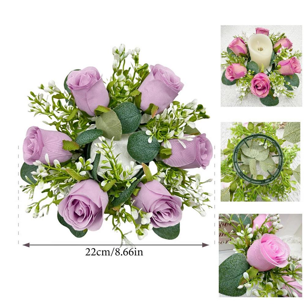 Искусственный венок из зелени для подсвечника, гирлянды, кольца для венка, свадебная вечеринка, весенний цветочный декор для свечей, венок-подсвечник