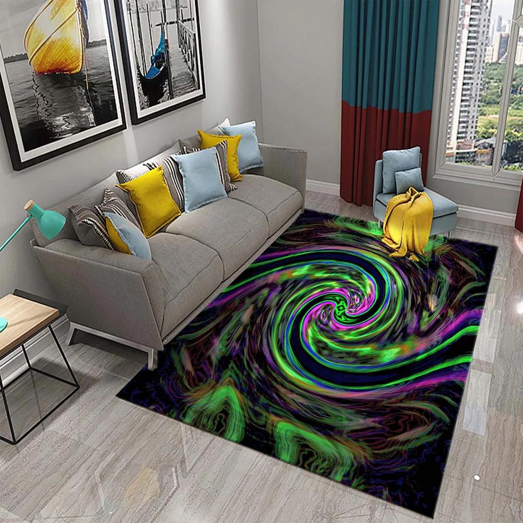 Bunte Flüssigkeitswirbel Teppich Psychedelisches Vertigo Thema Teppiche für Wohnzimmer Schlafzimmer Teppiche Badezimmer Eingangstürmatte Heimdekor