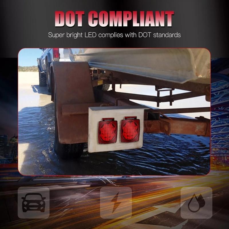 Shock Absorbing Square LED Truck Trailer Tail Light Lamp Waterproof Design Shockproof Structure Long Lasting Brightness