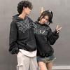 American Style Old Washed Hooded Sweater for Couple Loose Bird Print High Street Hoodie Men's Fashion