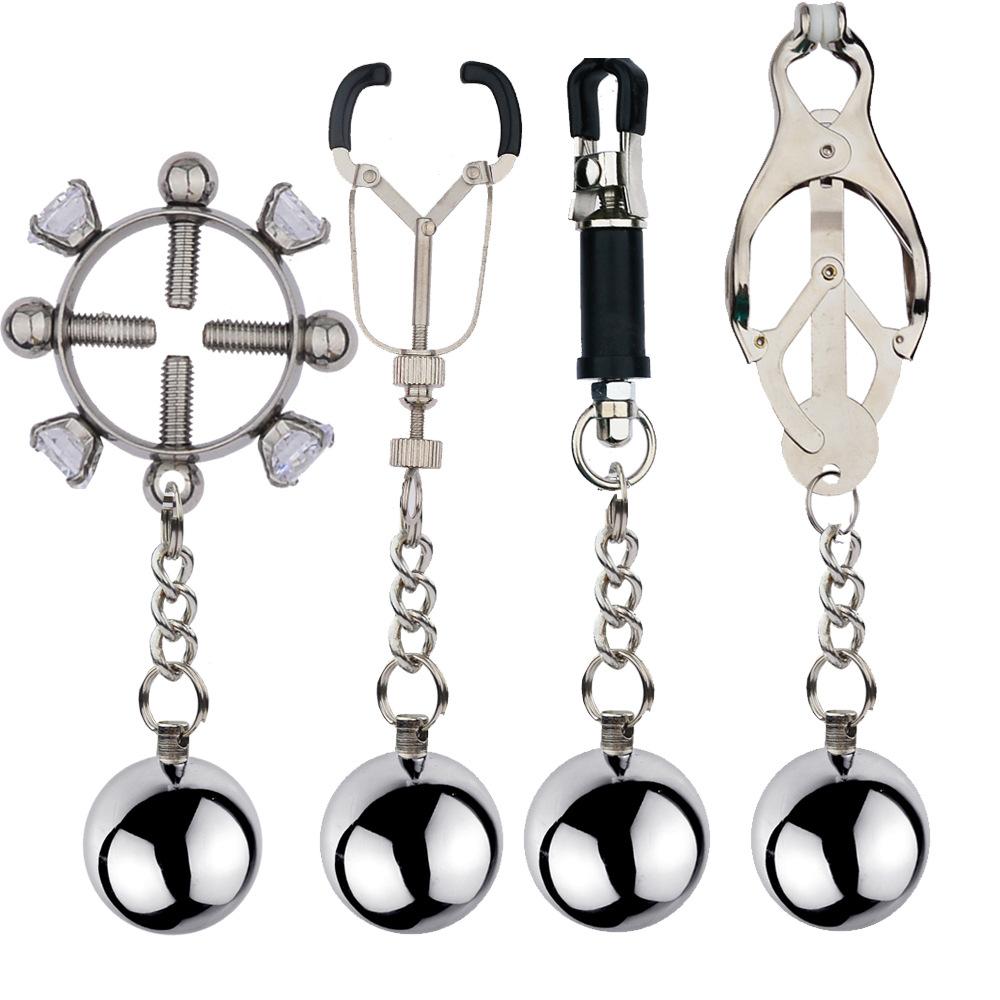 BDSM Bondage Sex Nipple Clamp Stainless Steel Breast Clamp Clips Metal Nipple Shaking Clamps Breast Clip Sex Slaves Sex Shop 18+