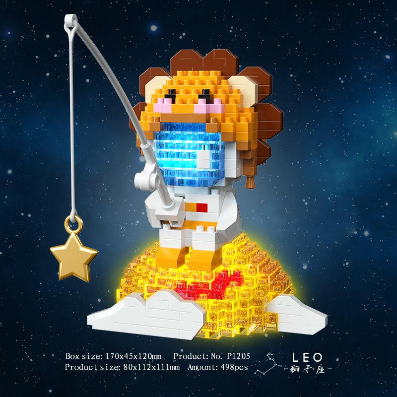 12 Zodiak Mini Byggklossar Set Mikro Byggklossar Konstruktör Kreativ Montering Pedagogisk Gåva för Barn Barnleksak Vuxen Gåvor