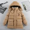 Winter Teen Boys Jacket Letter 7 Print Lined With Velvet Thick Warm Hooded Zipper Parka Coat For 6-14Y Kids Cotton Outwear