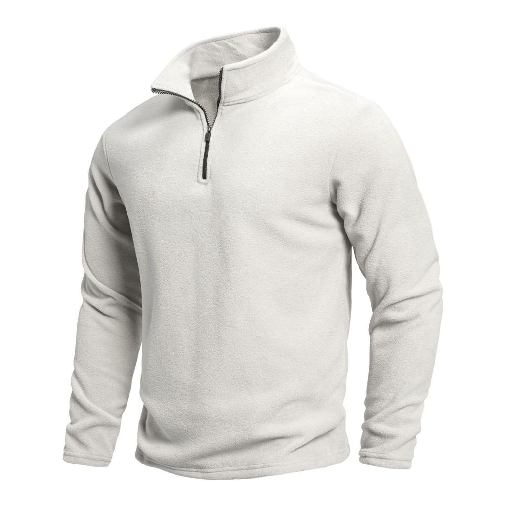 Men's Stand-Up Collar Half-Zip Fleece Sweatshirt: Trendy Autumn/Winter Long-Sleeve Top