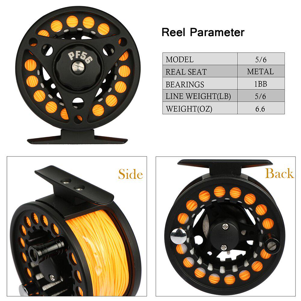 Goture 5/6 Fly Rod Combo Aluminum Fishing Reel with Fly Line and Lure ...