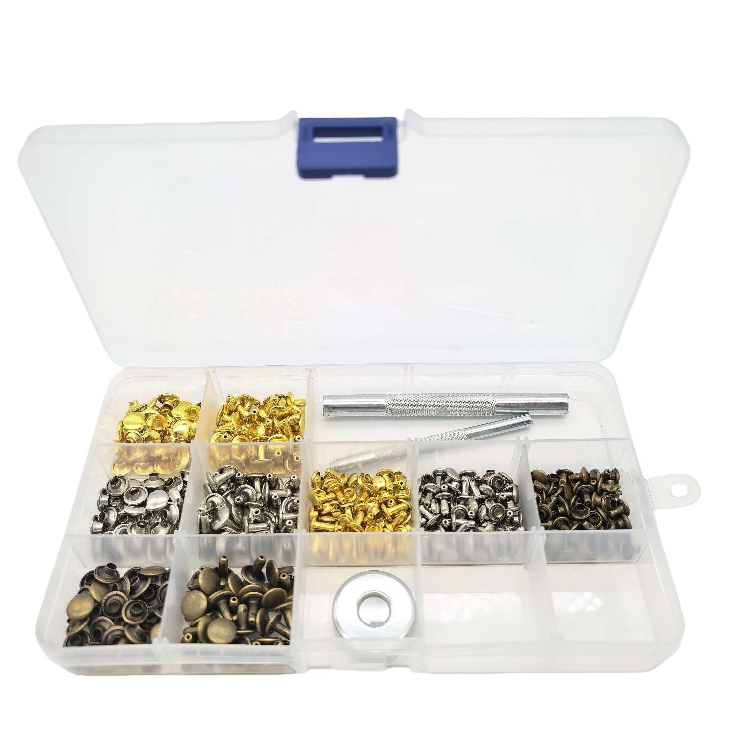 

180 Sets Decorative Double-Sided Metal Rivet Tool for Leather Goods & Clothing (6mm/8mm)