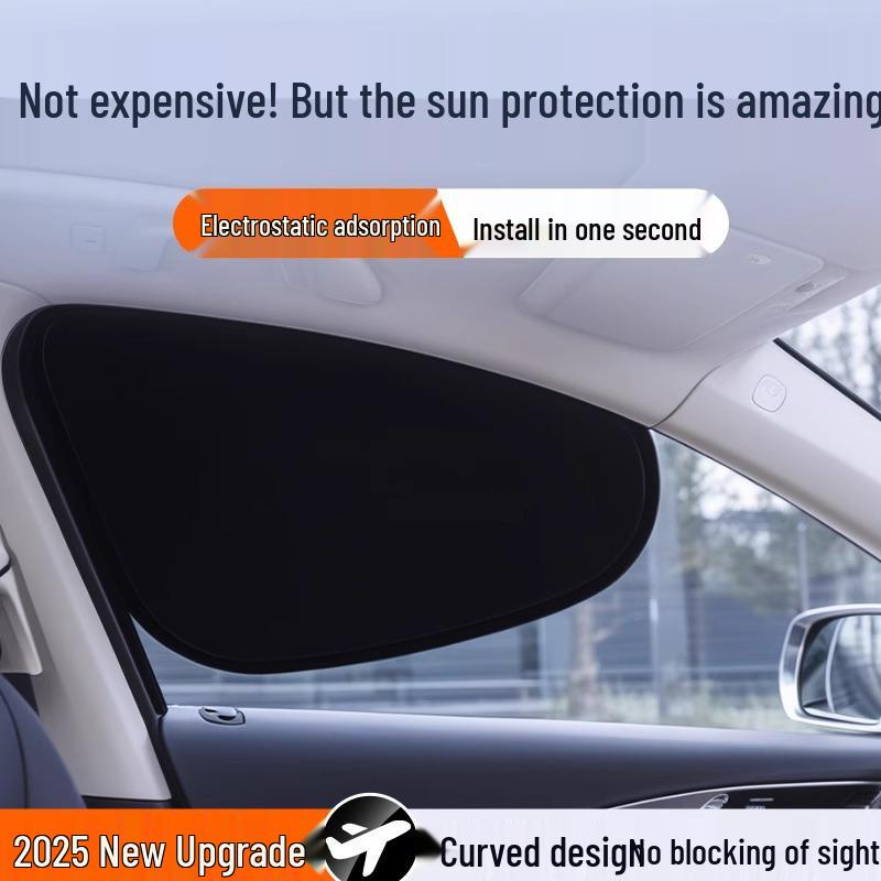 2026 Electrostatic Car Sunshade for Front & Rear Windows - Black Rubber Sun Blocker Screen