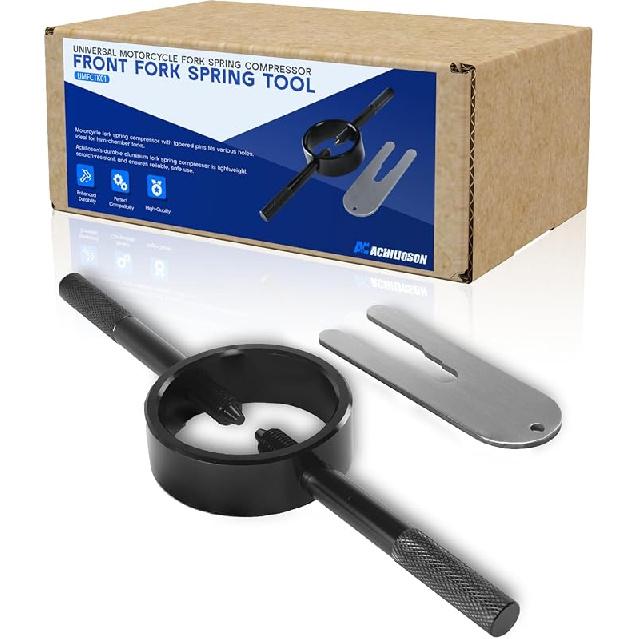 Universal Motorcycle Fork Spring Compressor Tool, Fork Oil Level Tool for Most Upside Down Streetbike Motorcycle Forks