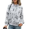 Women's Abstract Print Zip Up Bomber Jacket Long Sleeve Stand Collar Casual Loose Lightweight Outerwear