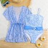 2025 Floral Print Girls' Swimsuit Set: One-Piece, Two-Piece, and Cover-up for Medium To Large Children's Swimwear