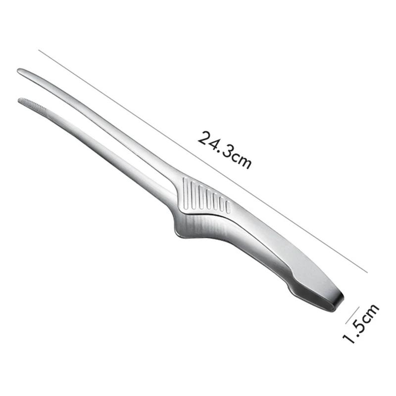 BBQ Mattang Grillklips Rustfritt stål Kjøkkentilbehør Matlaging Utendørs Grilling Non-Stick Steak Clamp Bakeverktøy